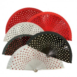 Wood and polka dot fan