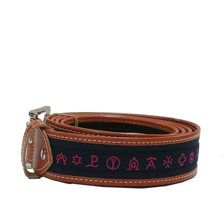 Cinturón Taurino unisex con hierros ganaderos azul/fucsia