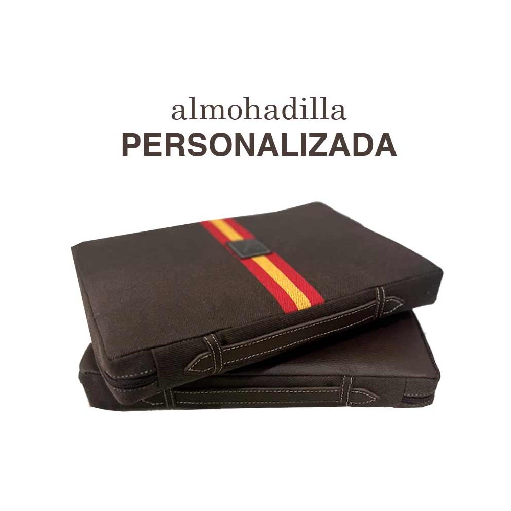 Almohadilla taurina marrón "Bandera de España" Personalizada