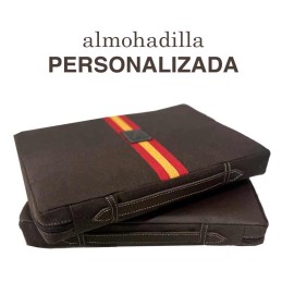 Personalized brown bullfighting pillow "Spanish Flag"