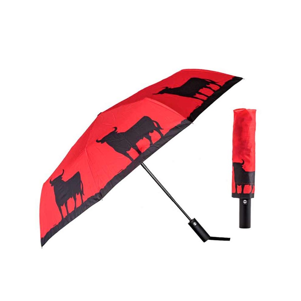 Short umbrella "Bull with red background"