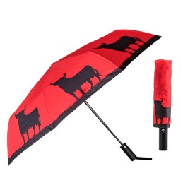 Parapluie court « Taureau à fond rouge »