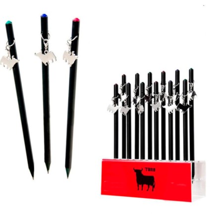 Black pencil, silver bull and Swarovski