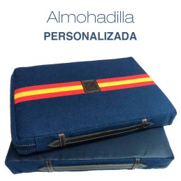 Almohadilla taurina "Azul bandera de España horizontal " PERSONALIZADA"