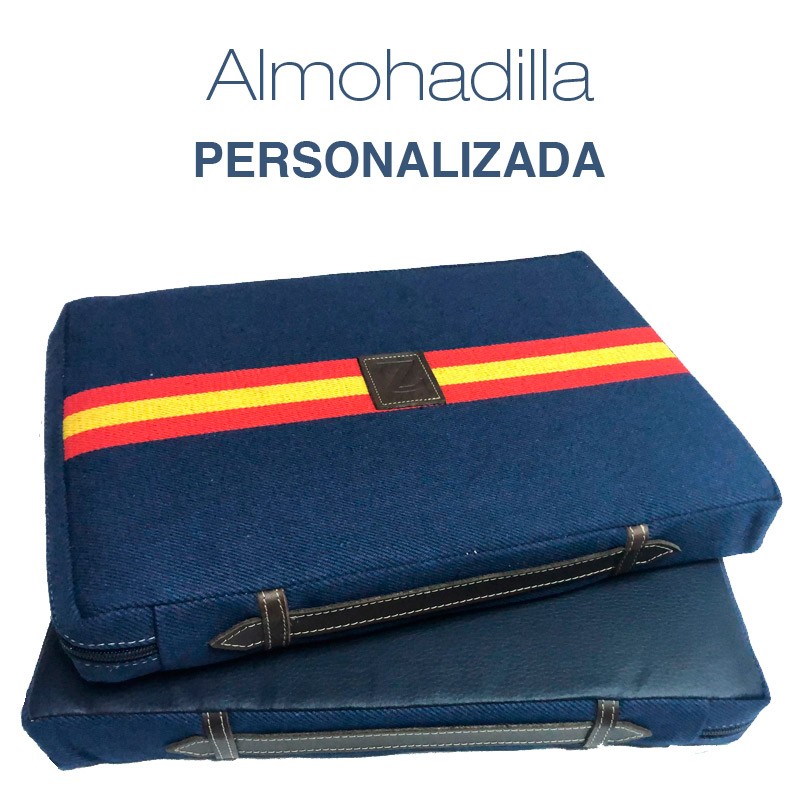 Almohadilla taurina "Azul bandera de España horizontal " PERSONALIZADA"