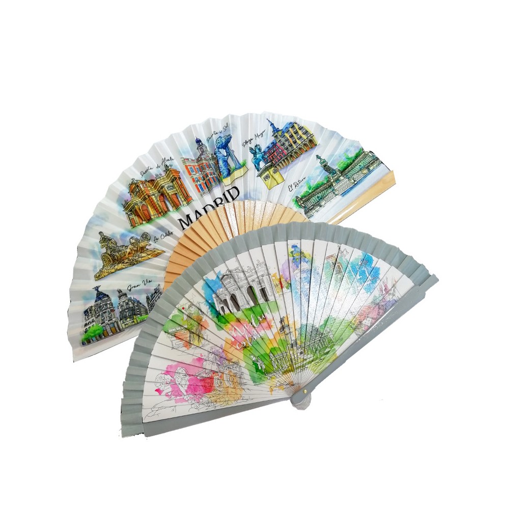 Vintage Madrid Monuments Fan