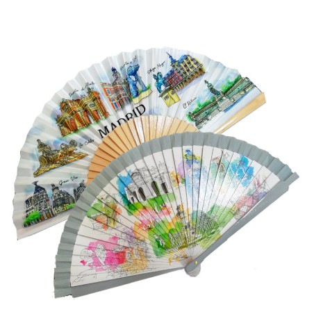 Éventail vintage des monuments de Madrid