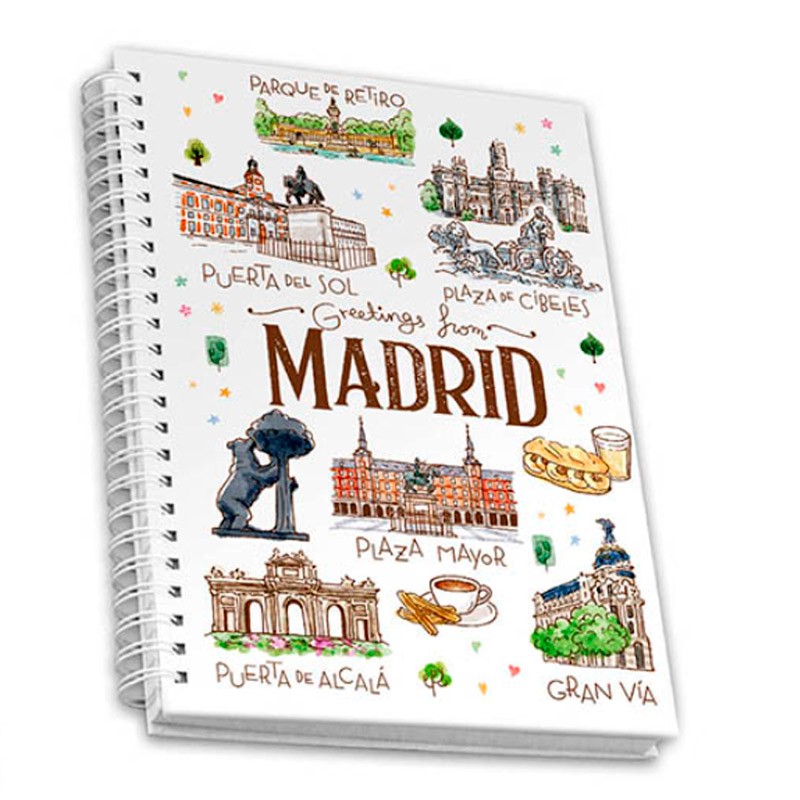 Cahier à spirale A5 « Aquarelle de Madrid »
