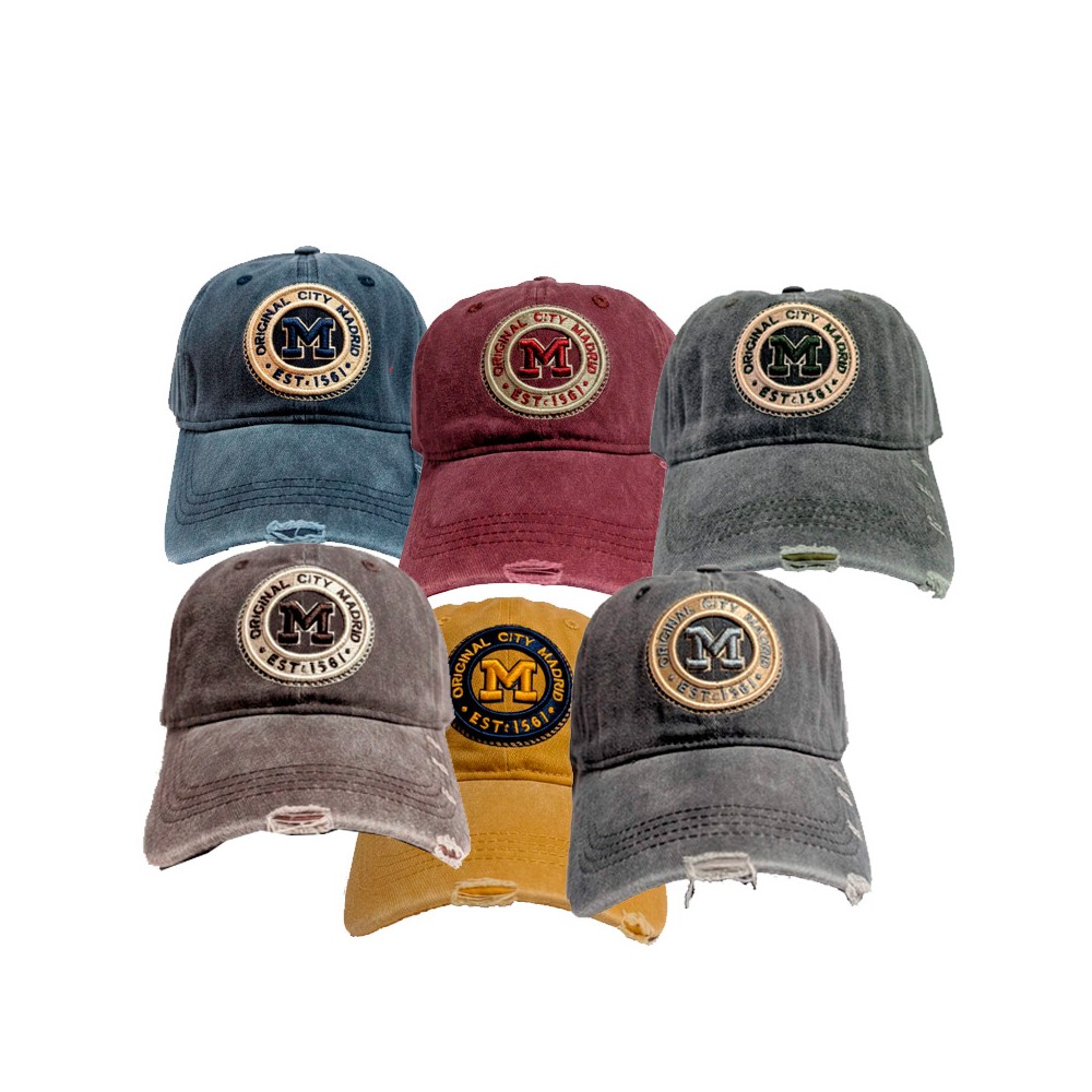 Gorra con visera "Madrid"  tela desgastada