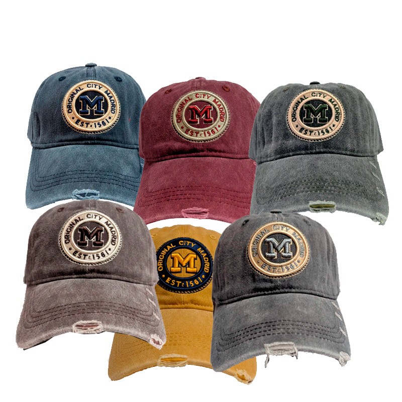 Gorra con visera "Madrid"  tela desgastada