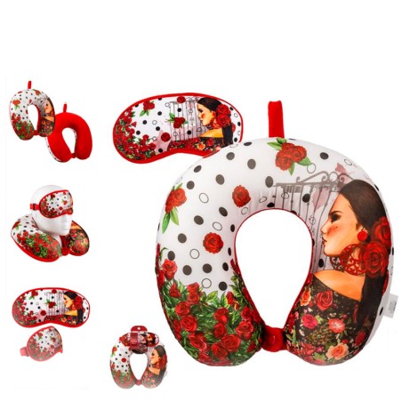 Flamenco travel cushion and eye mask kit